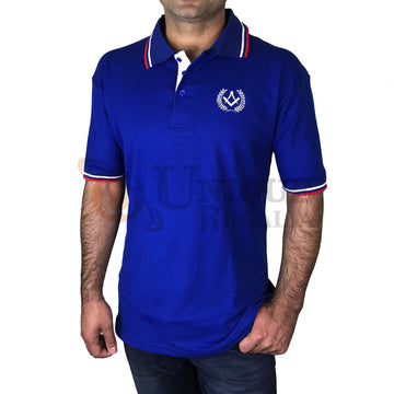 Masonic Golf Polo Shirt with Square compass Embroidery Logo Black/Grey/Blue